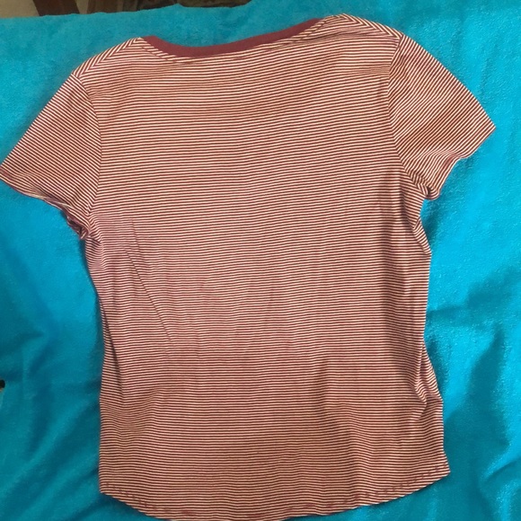 Target Mossimo Maroon and White Striped V-neck - Picture 3 of 3
